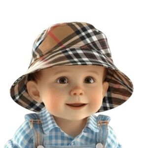 Infant‎ 18” Designer Look Plaid Bucket Hat Hand Crafted